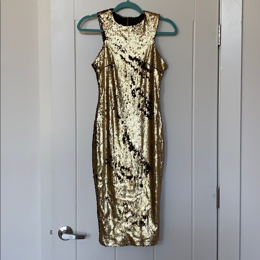 NWT- Gold & black mermaid bodycon dress- Sz 4